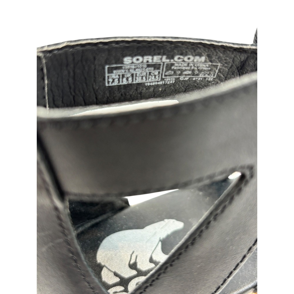 Sorel Joanie II Lace Black Leather Cork Platform Wedge Gladiator Sandals 8.5 - Picture 10 of 11